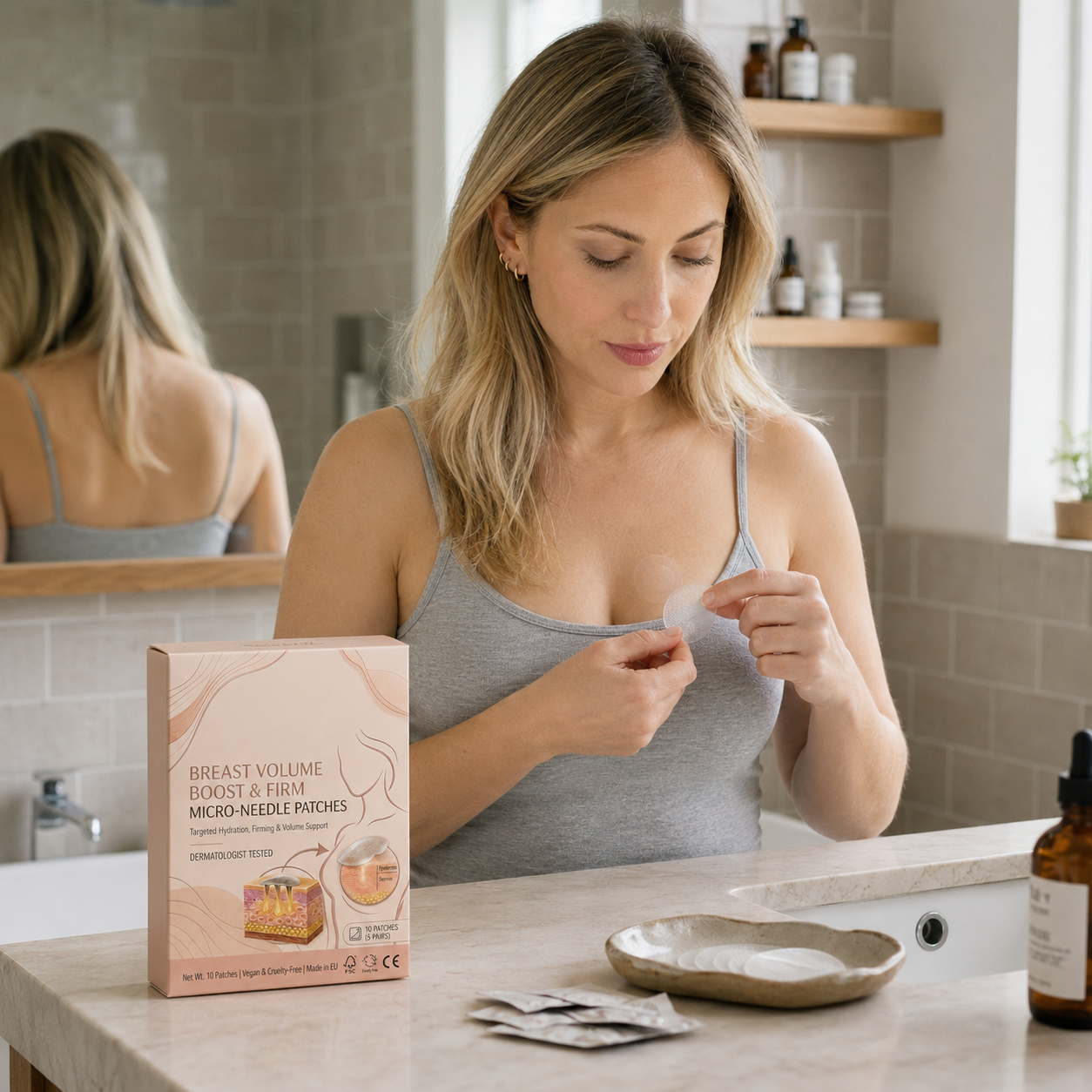 Nano-Microneedle Bust Lift Patches ✨ — No Surgery Needed. For a firmer, fuller, more lifted-looking bust contour & renewed feminine confidence 💖